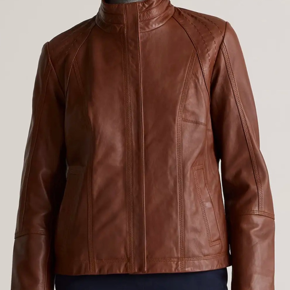 Quince Leather Stand-Collar Jacket